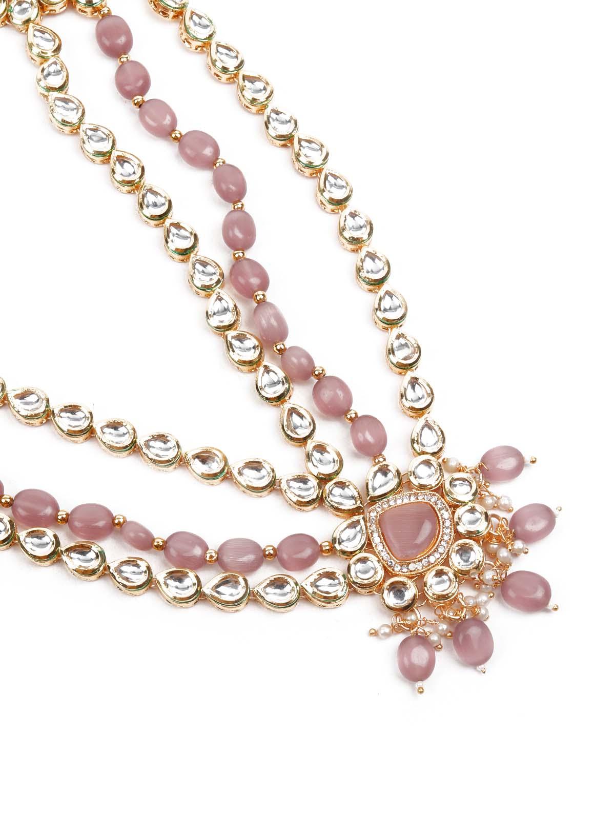 DESIGNER KUNDAN AND STONES NECKLACE SET - Rajwada