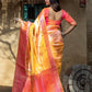 Designer Light Orange Banarasi Silk Saree - Rajwada