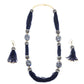 DESIGNER NAVY BLUE BEADS AND STONES LONG NECKLACE SET - Rajwada
