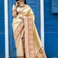 Designer Off White Banarasi Silk Saree - Rajwada