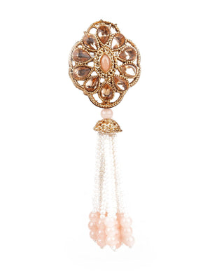 DESIGNER PEACH AND GOLD DANGLER EARRINGS - Rajwada
