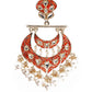 DESIGNER PEACH AND GOLD DANGLER EARRINGS - Rajwada