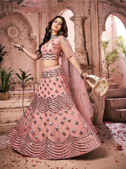 DESIGNER PEACH LEHENGA CHOLI - Rajwada