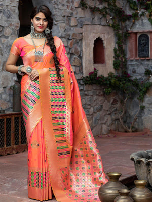 Designer Pink Banarasi Silk Saree - Rajwada