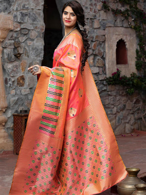 Designer Pink Banarasi Silk Saree - Rajwada