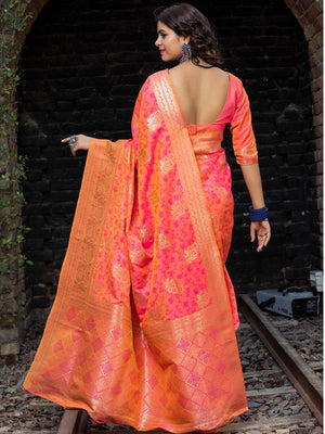 Designer Pink Banarasi Silk Saree - Rajwada