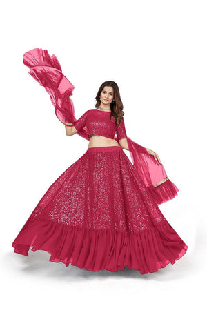 Designer Pink Georgette Lehenga Choli - Rajwada