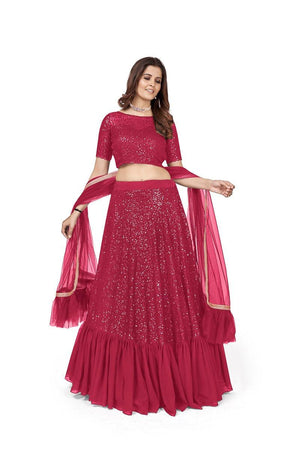 Designer Pink Georgette Lehenga Choli - Rajwada