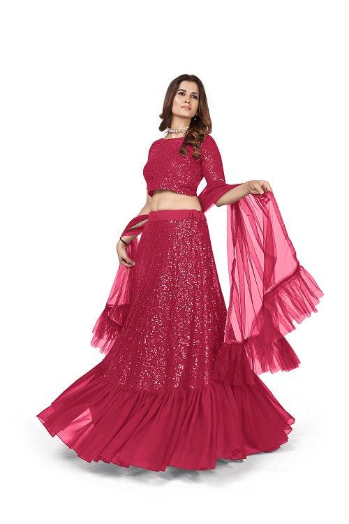 Designer Pink Georgette Lehenga Choli - Rajwada