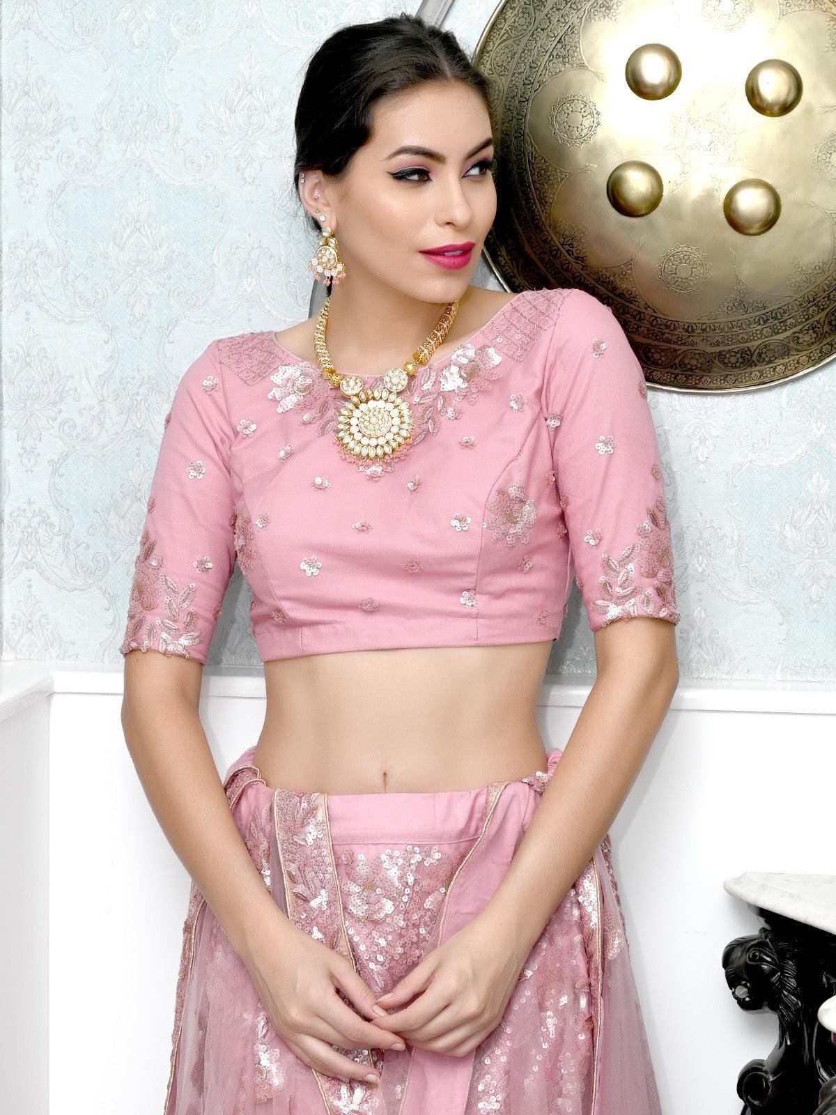 Designer Pink Hasli Style Neckpiece Set - Rajwada