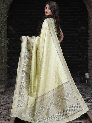 Designer Pista Banarasi Silk Saree - Rajwada