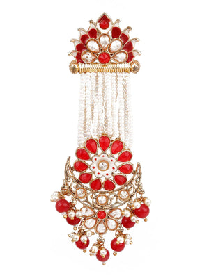 DESIGNER RED AND GOLD CHANDBALI EARRINGS - Rajwada