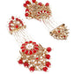 DESIGNER RED AND GOLD CHANDBALI EARRINGS - Rajwada