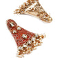 DESIGNER RED AND GOLD DANGLE EARRINGS FOR WOMEN - Rajwada