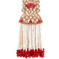 DESIGNER RED AND GOLD DANGLE EARRINGS - Rajwada