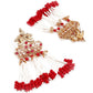 DESIGNER RED AND GOLD DANGLE EARRINGS - Rajwada