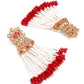 DESIGNER RED AND GOLD DANGLE EARRINGS - Rajwada