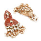 DESIGNER RED AND GOLD DANGLE EARRINGS - Rajwada