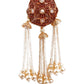 DESIGNER RED AND GOLD TASSELED DANGLE EARRINGS - Rajwada