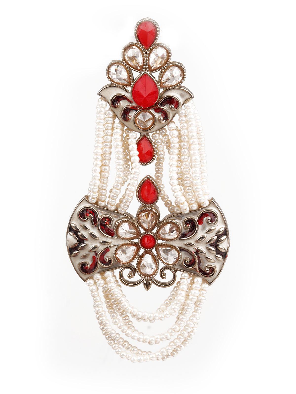 DESIGNER RED AND WHITE DANGLER EARRINGS - Rajwada