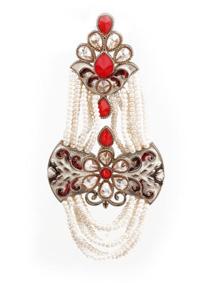 DESIGNER RED AND WHITE DANGLER EARRINGS - Rajwada