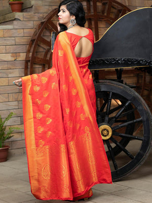 Designer Red Banarasi Silk Saree - Rajwada