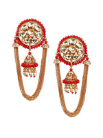 DESIGNER RED JHUMKI EARRINGS - Rajwada