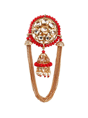 DESIGNER RED JHUMKI EARRINGS - Rajwada