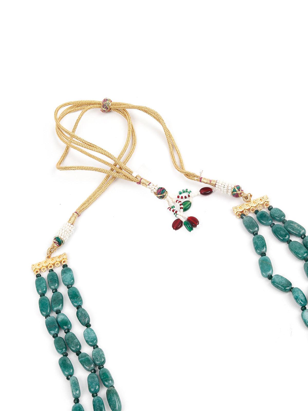 DESIGNER STONES AND KUNDAN NECKLACE SET - Rajwada