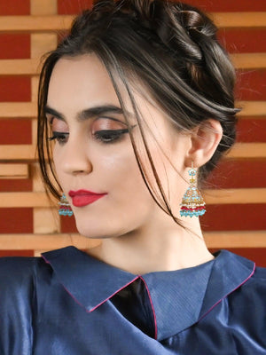 Designer turquoise blue jhumkas - Rajwada
