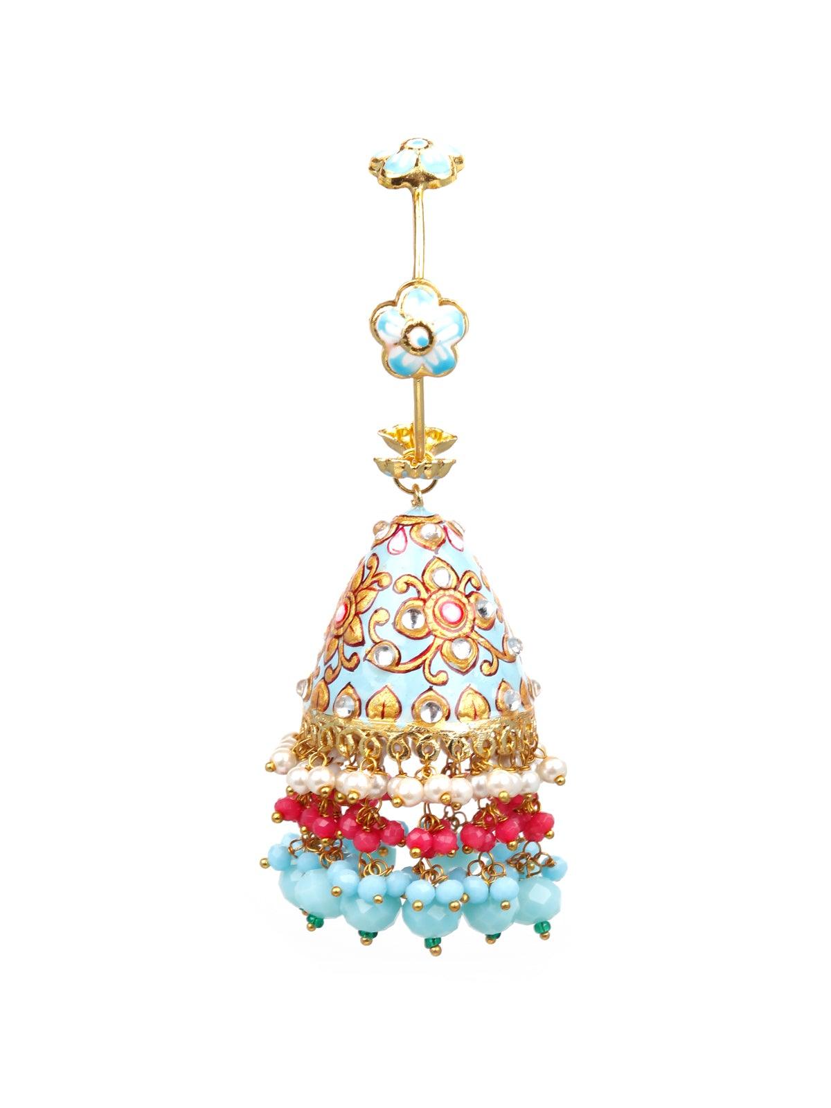 Designer turquoise blue jhumkas - Rajwada