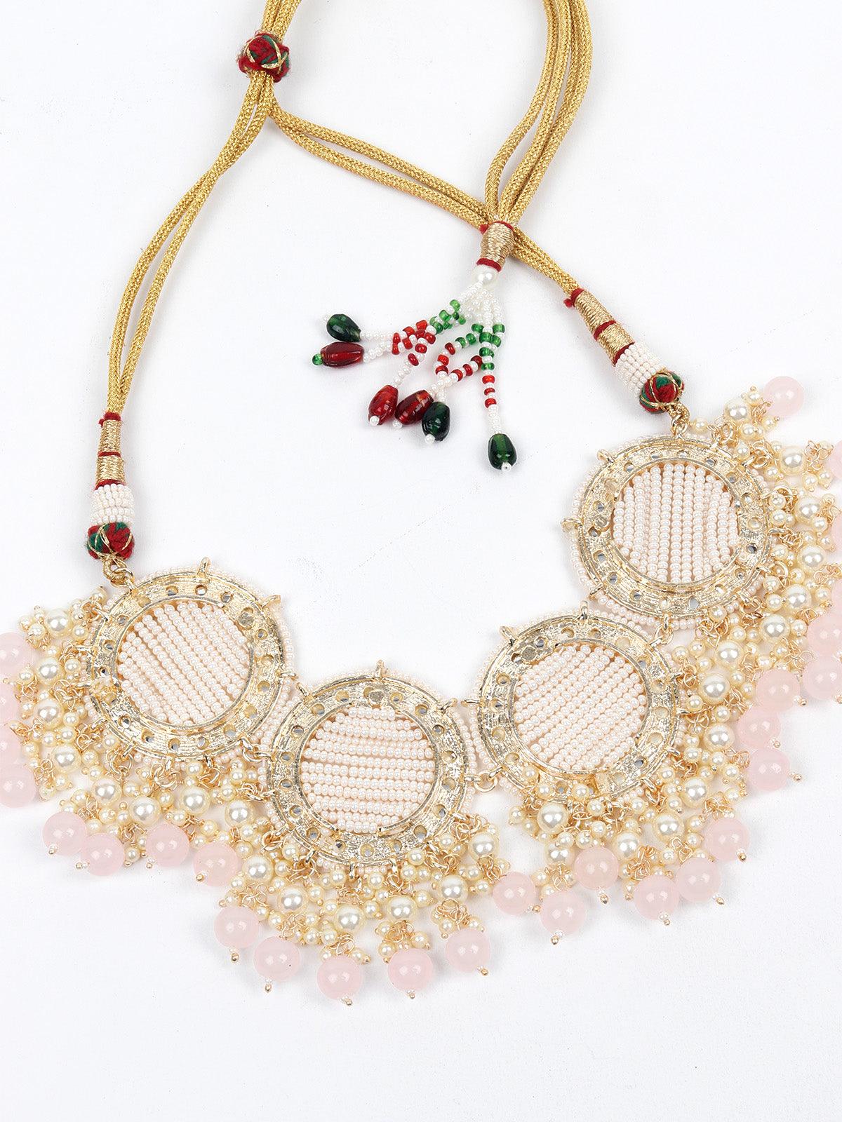 Designer White and Gold Traditional Choker Set for Women - Rajwada