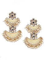 DESIGNER YELLOW AND GOLD CHANDBALI EARRINGS FOR WOMEN - Rajwada