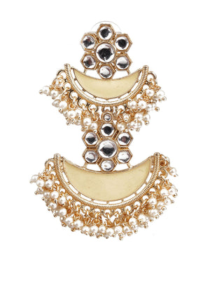 DESIGNER YELLOW AND GOLD CHANDBALI EARRINGS FOR WOMEN - Rajwada