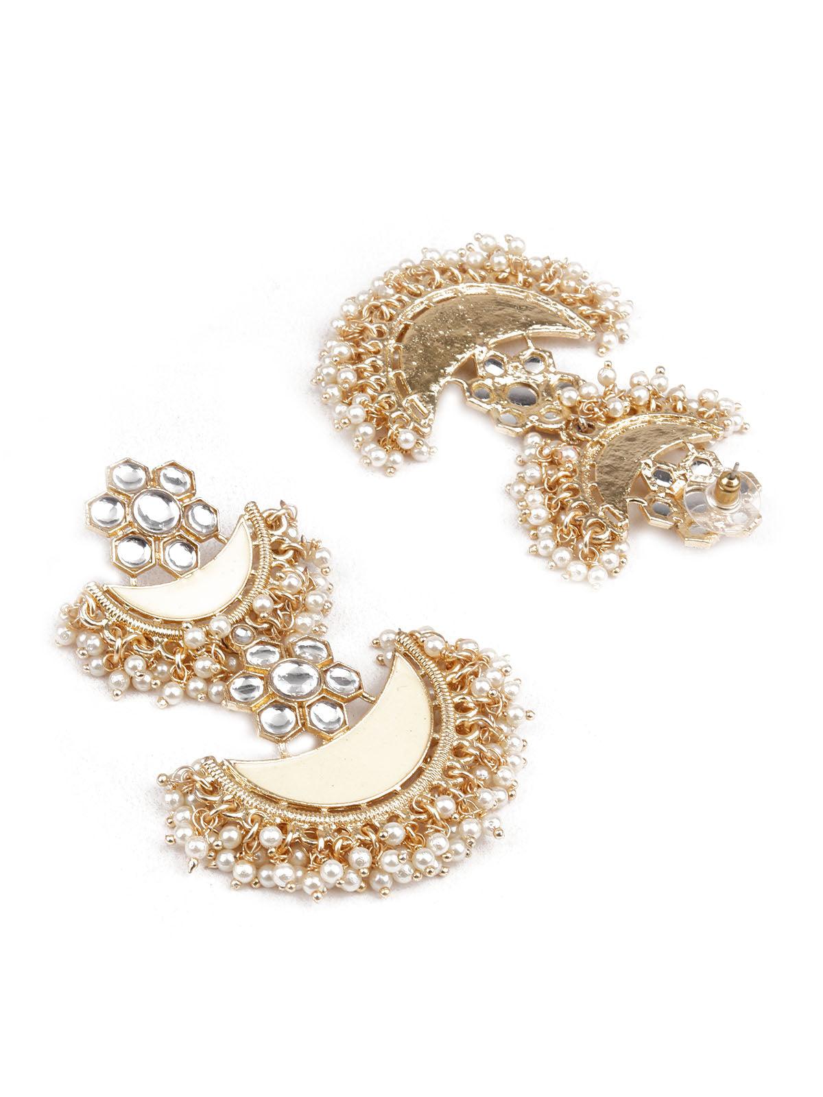 DESIGNER YELLOW AND GOLD CHANDBALI EARRINGS FOR WOMEN - Rajwada