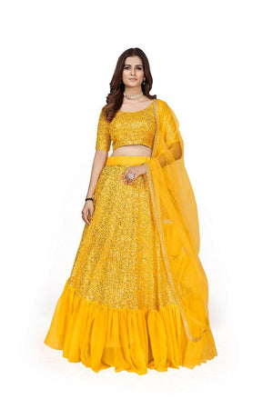Designer Yellow Georgette Lehenga Choli - Rajwada