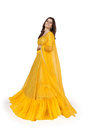 Designer Yellow Georgette Lehenga Choli - Rajwada