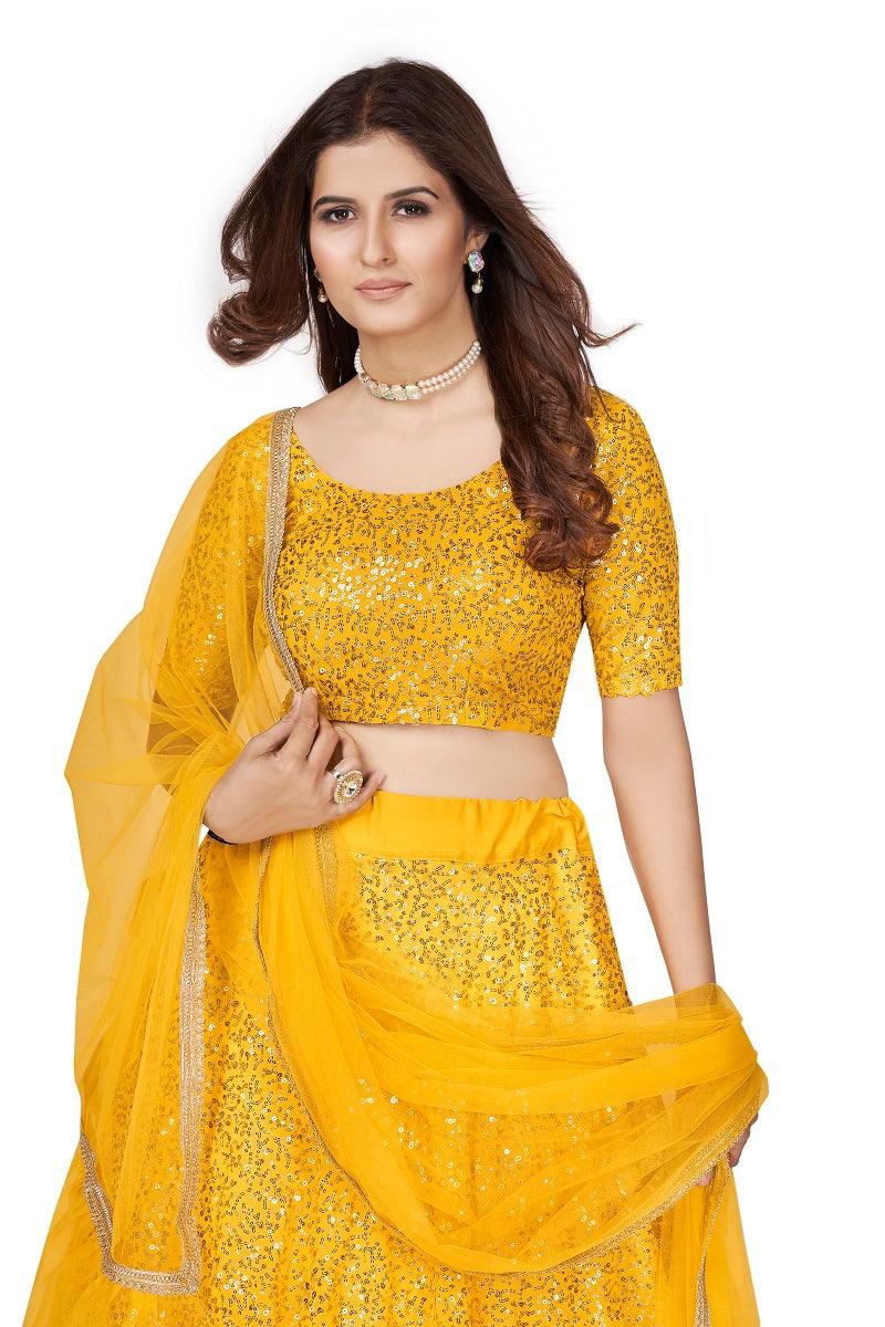 Designer Yellow Georgette Lehenga Choli - Rajwada