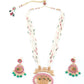 Desirable Taffy Pink Leafy Necklace Set - Rajwada