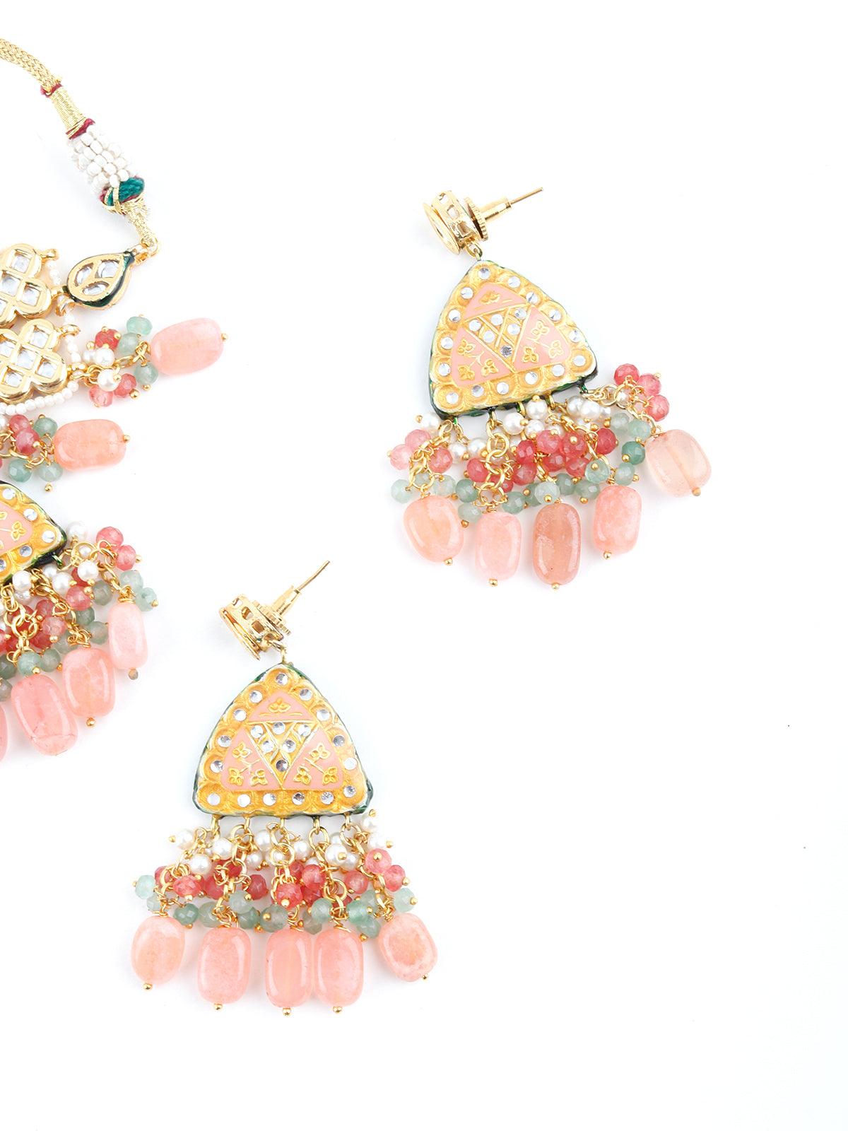 Diva Coral Choker Necklace Set - Rajwada