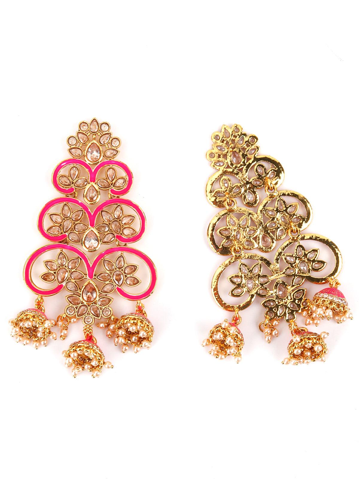 Divine Pink Dangle-Jhumka Earrings! - Rajwada