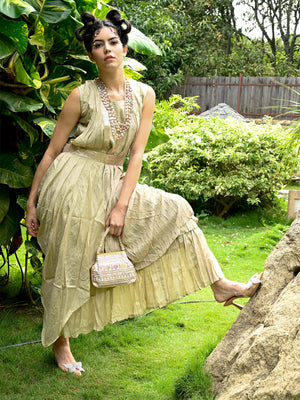 Rajwada Women Beige Crepe Indo-Western Dress