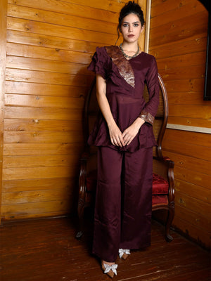 Rajwada Women Violet Crepe Indo-Western Dress
