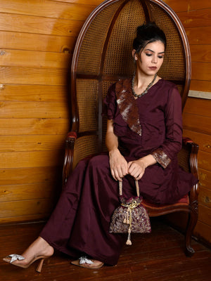 Rajwada Women Violet Crepe Indo-Western Dress