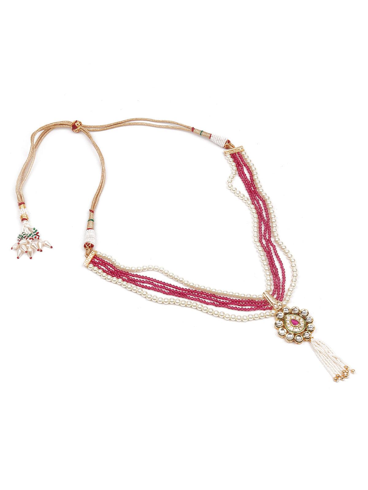 Double Sided Pearl and Kundan Necklace set - Rajwada