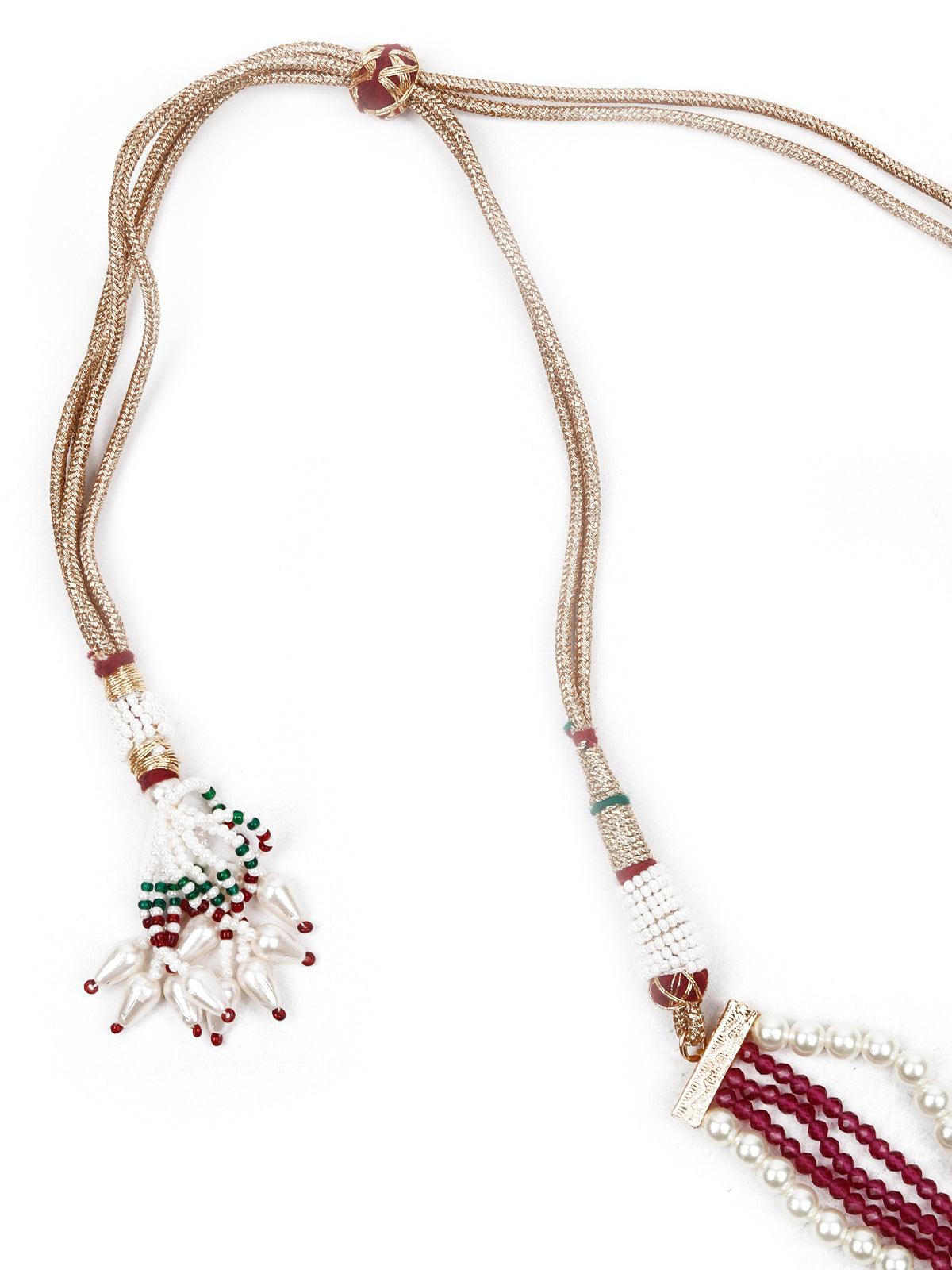 Double Sided Pearl and Kundan Necklace set - Rajwada