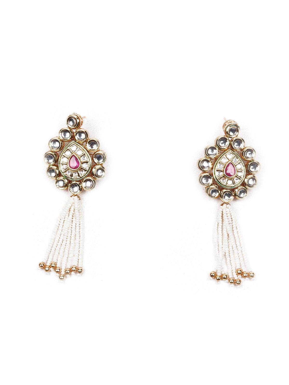 Double Sided Pearl and Kundan Necklace set - Rajwada
