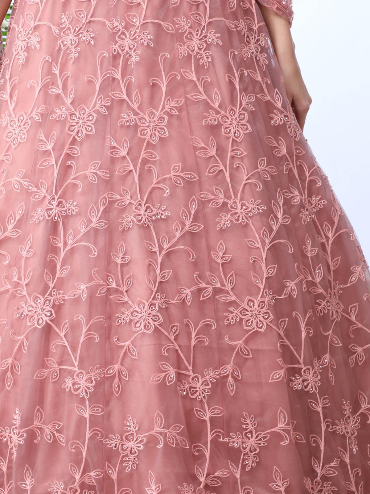 Dusty Peach Net Anarkali - Rajwada