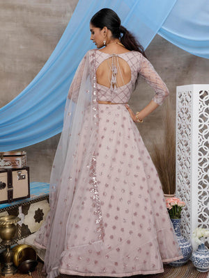 Dusty Purple Sequins Net Lehenga Set - Rajwada