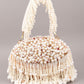 Rajwada White Embroidered Clutch With Tassels For Women
